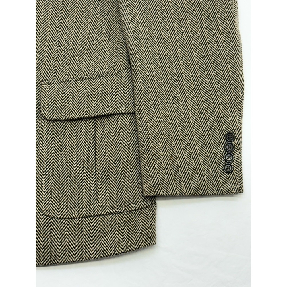 Lands End Beige/Black Herringbone Cotton Tweed Hunting Jacket Sport Coat 42R EUC - Picture 6 of 16